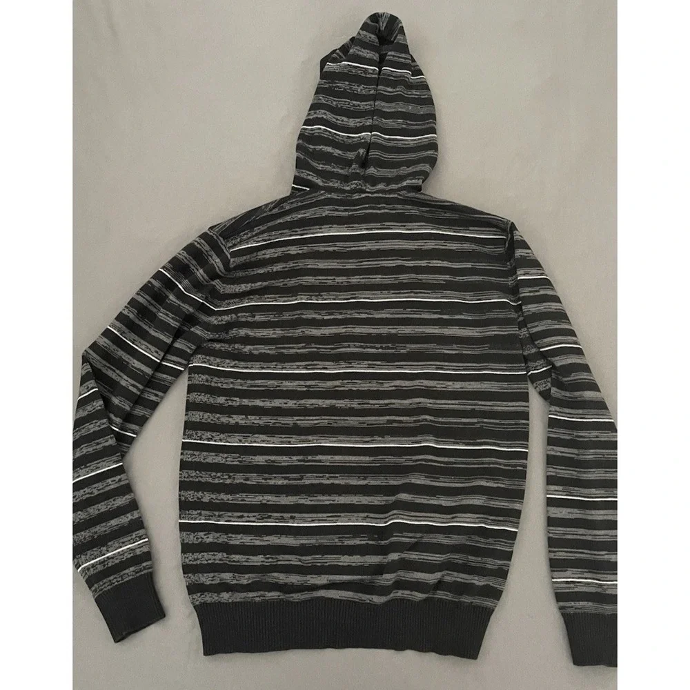 XG‎ Premium Quality V-Neck Button Up Hooded Black Mens Sweater Size Medium